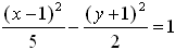 ((x-1)^2)/5 - ((y+1)^2)/2 = 1